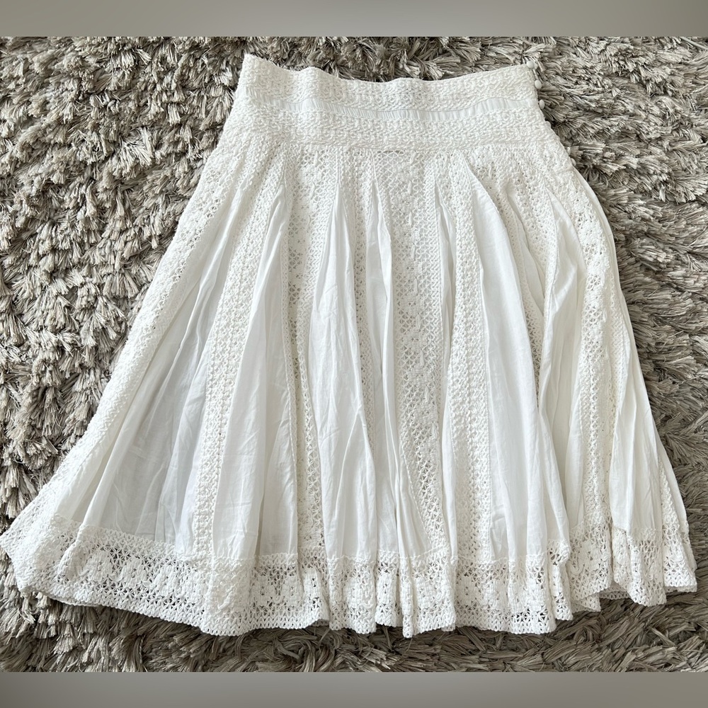 Willi Smith White Crochet-Trim Circle Skirt – Size 8 - Picture 2 of 9